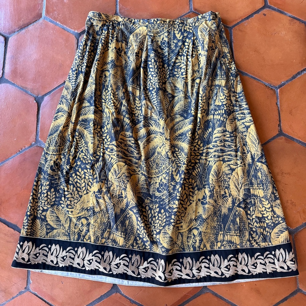 SOFT SURROUNDINGS NEW Gold Tropical Brocade Maxi A-Line Skirt Size 2X Cocktail